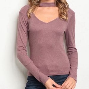 Soft Wine Color Choker Neck Top